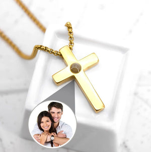 La Michy Tienda Acero Inoxidable / 45cm cadena / Dorado cadena Gruesa Collar Proyeccion Cruz Inoxidable