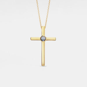 La Michy Tienda Acero Inoxidable / 45cm cadena / Dorado Cadena Light Collar Proyeccion Cruz Inoxidable