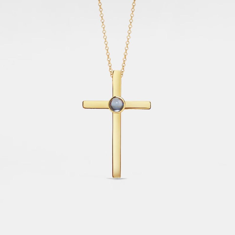 La Michy Tienda Acero Inoxidable / 45cm cadena / Dorado Cadena Light Collar Proyeccion Cruz Inoxidable