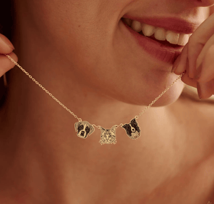 La Michy Tienda Chile Dorado / 45 cm / 3 Collar Retrato Inoxidable