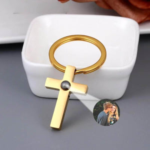 La Michy Tienda Chile gold keychain A / SEND PHOTO VIA CHAT Llavero Proyeccion Cruz