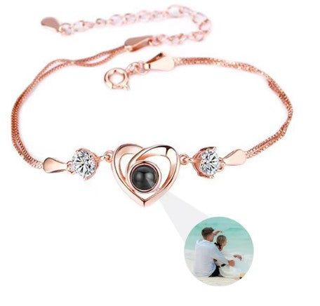 La Michy Tienda Chile Rosado / Plata 925 Pulsera Proyeccion Corazon Radiante
