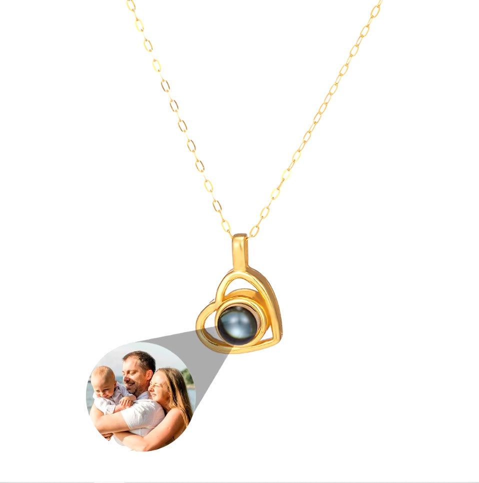 La Michy Tienda Corazon Dorado / Acero Inoxidable / 45cm Collar Proyeccion Corazon