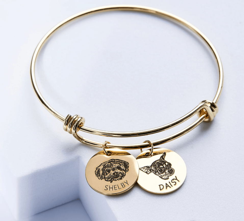 La Michy Tienda Dorado / 2 medallas Pulseras Charm Retrato