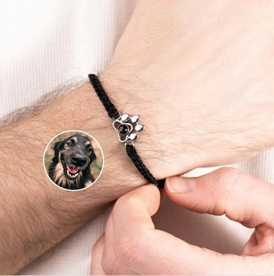 La Michy Tienda Negro y huella plateada Pulsera Proyeccion Huella