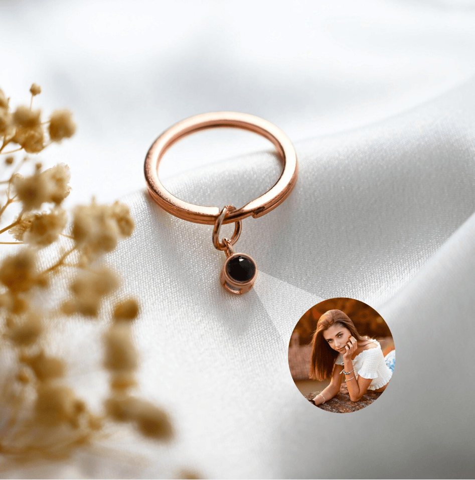 La Michy Tienda Rosado Dorado / 1 Llavero proyeccion Circular