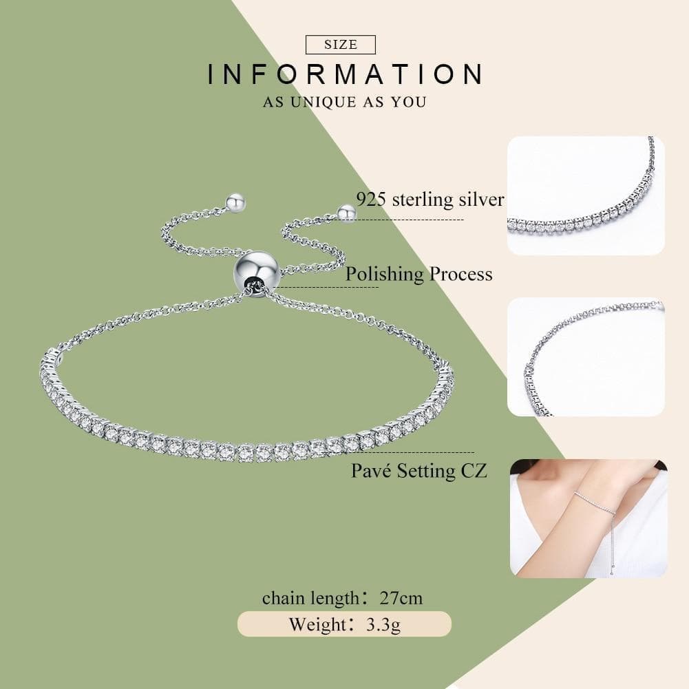 La Michy Tienda Bracelete Lluvia Zircon, Plata 925