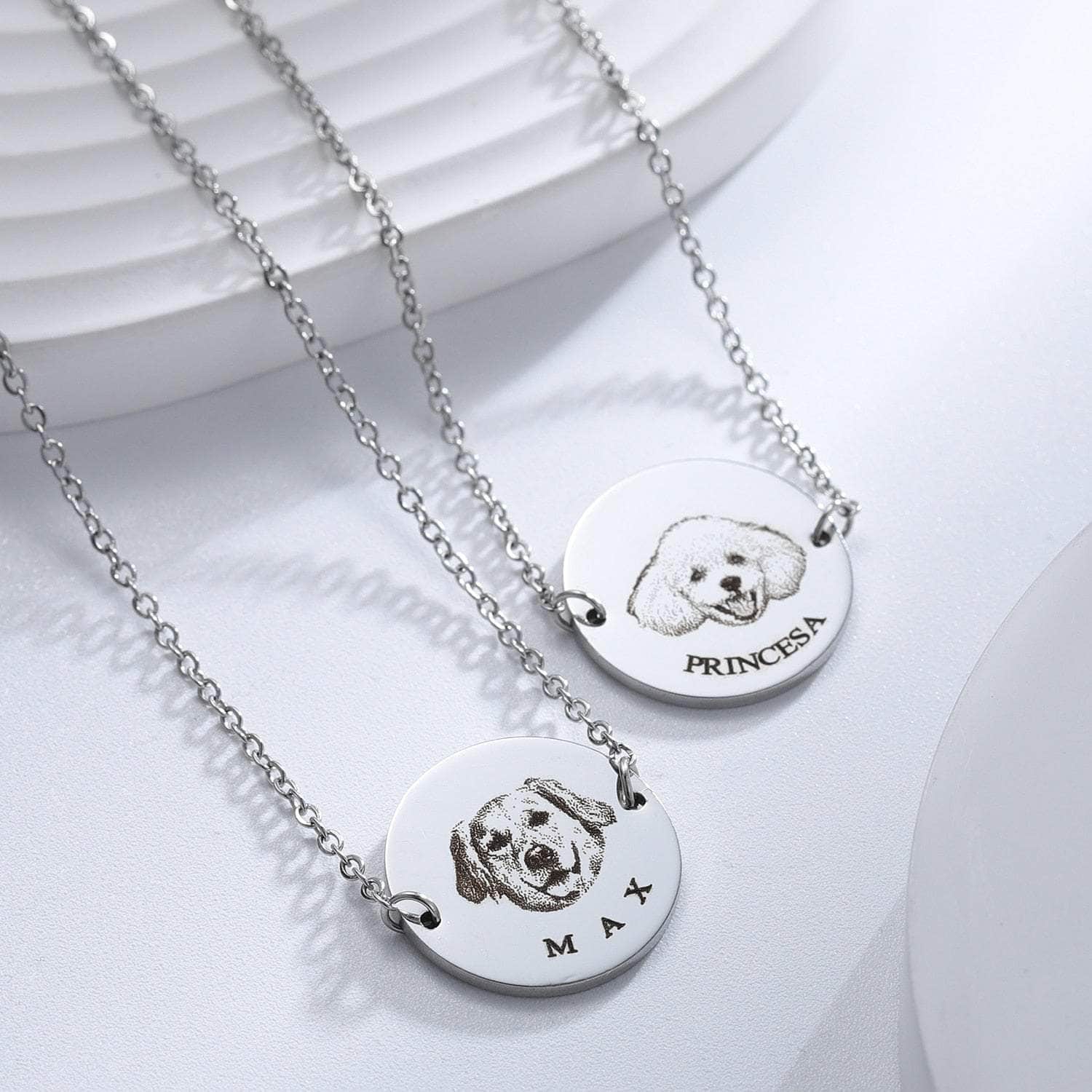 La Michy Tienda Custom Pet Portrait Bracelet Personalized Dog Memorial Engraved Necklace Stainless Steel Pet Gift for Loving Memory Jewelry