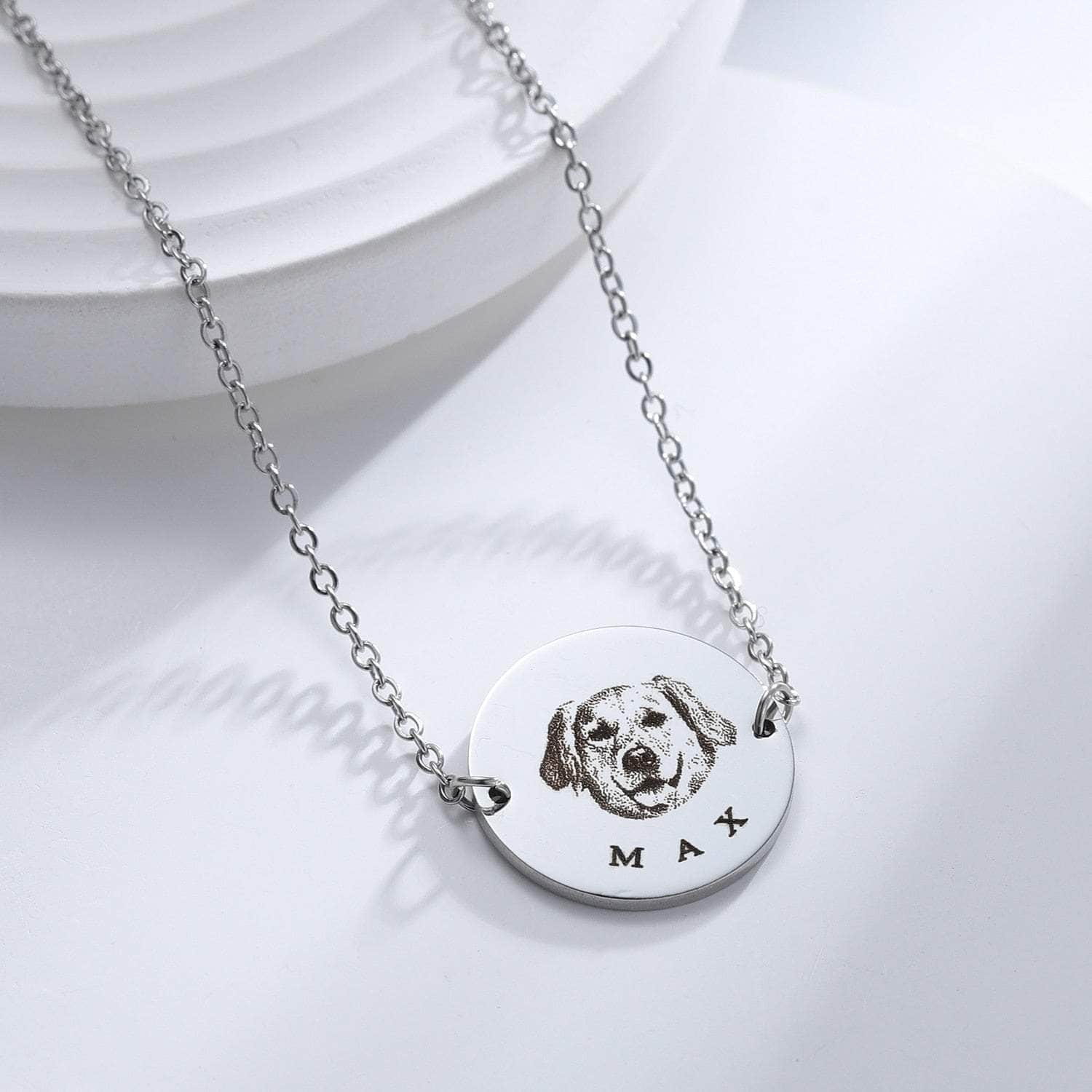 La Michy Tienda Custom Pet Portrait Bracelet Personalized Dog Memorial Engraved Necklace Stainless Steel Pet Gift for Loving Memory Jewelry