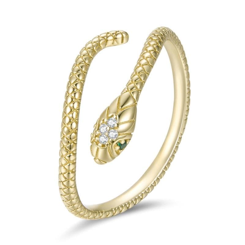 La Michy Tienda Dorado Anillo Snake Plata 925