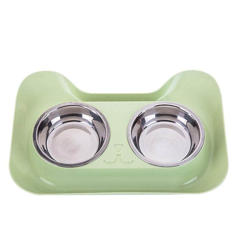 La Michy Tienda Verde doble tazon en forma de gato