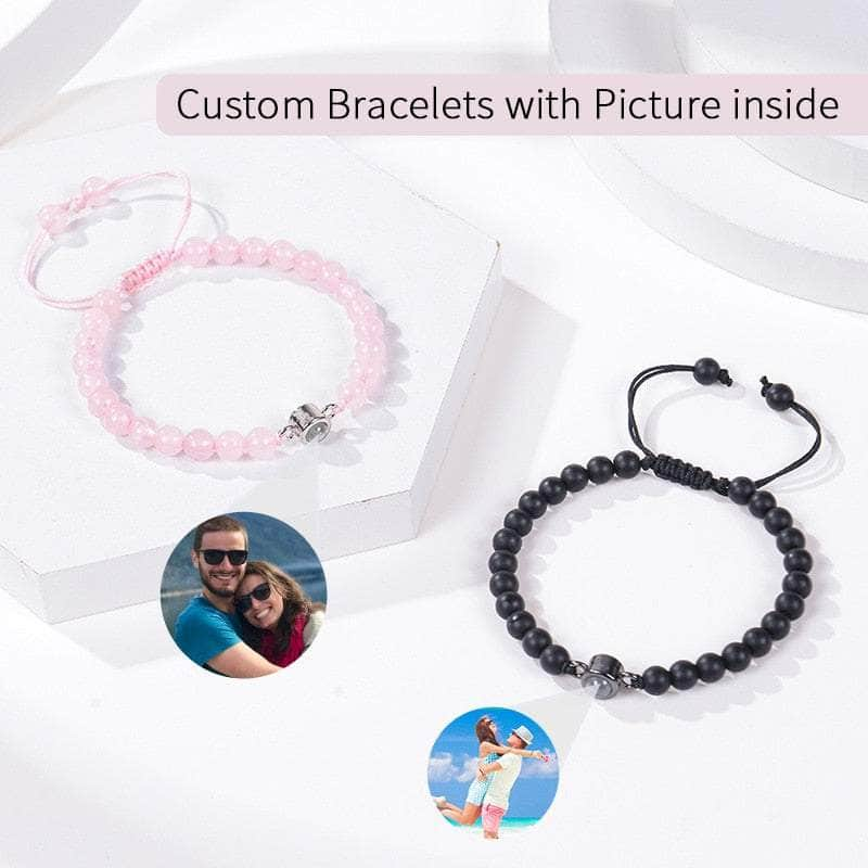 La Michy Tienda 0 Custom Photo Bracelet Personalized Photo Projection Bracelet Beaded Bracelets with Picture Inside 100 Languages Memorial Gift