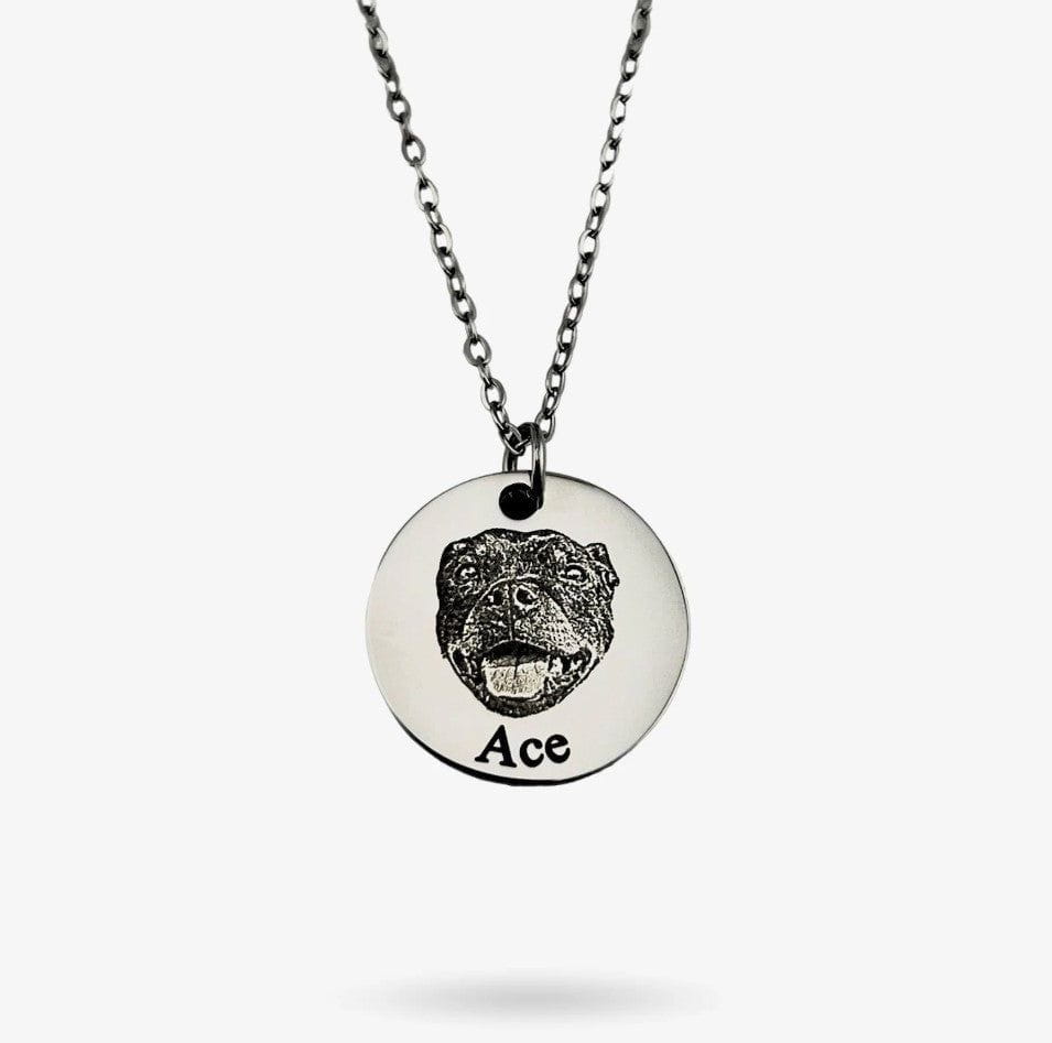 La Michy Tienda 1 medalla / Plateado / 50 cm Collares Retrato Laser