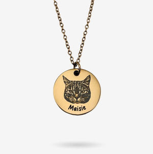 La Michy Tienda 1 medalla / Rosado / 50 cm Collares Retrato Laser