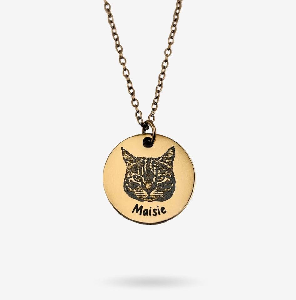 La Michy Tienda 1 medalla / Rosado / 50 cm Collares Retrato Laser