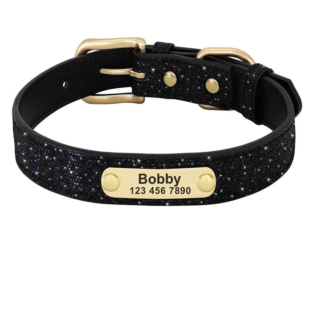 La Michy Tienda Chile Black / XS Collar Diamante con Placa Dorada