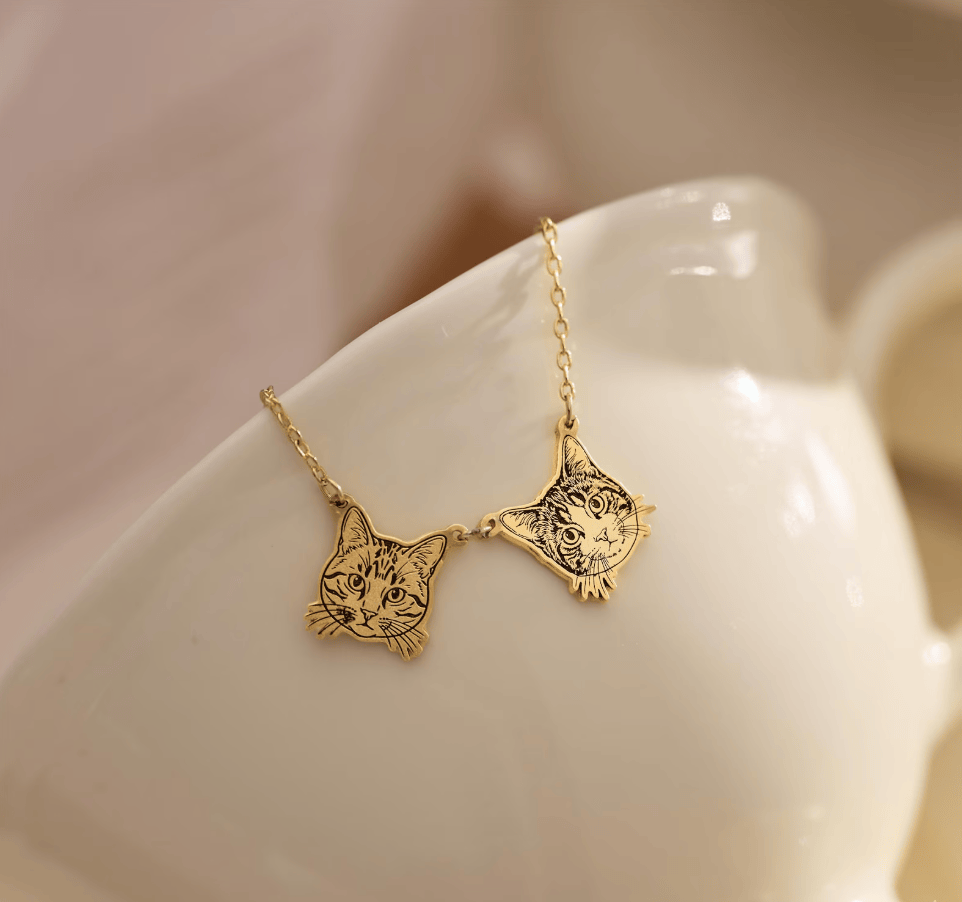 La Michy Tienda Chile Dorado / 45 cm / 2 Collar Retrato Inoxidable