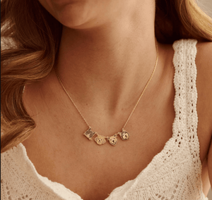 La Michy Tienda Chile Dorado / 45 cm / 4 Collar Retrato Inoxidable