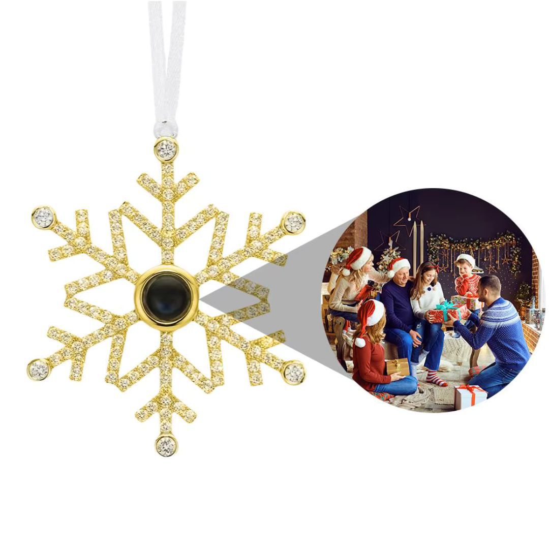 La Michy Tienda Chile Dorado Adorno Copo de Nieve Proyector Navideño
