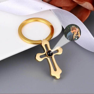 La Michy Tienda Chile gold keychain C / SEND PHOTO VIA CHAT Llavero Proyeccion Cruz