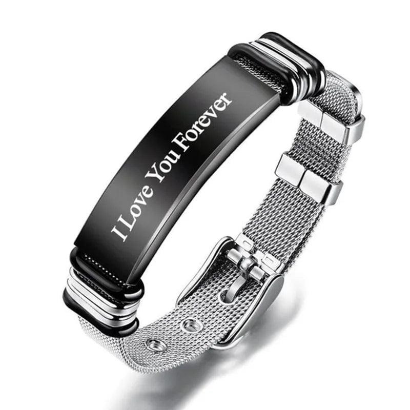 La Michy Tienda Chile I LOVE YOU  FOREVER / 23.5cm Pulseras Laser Inoxidable