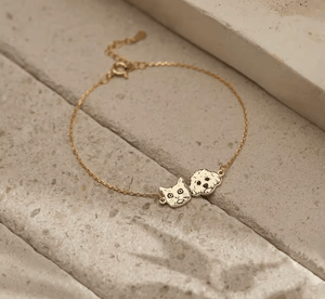 La Michy Tienda Chile Plateado / Pulsera 17 cm / 2 Collar y Pulsera Retrato Minimalista