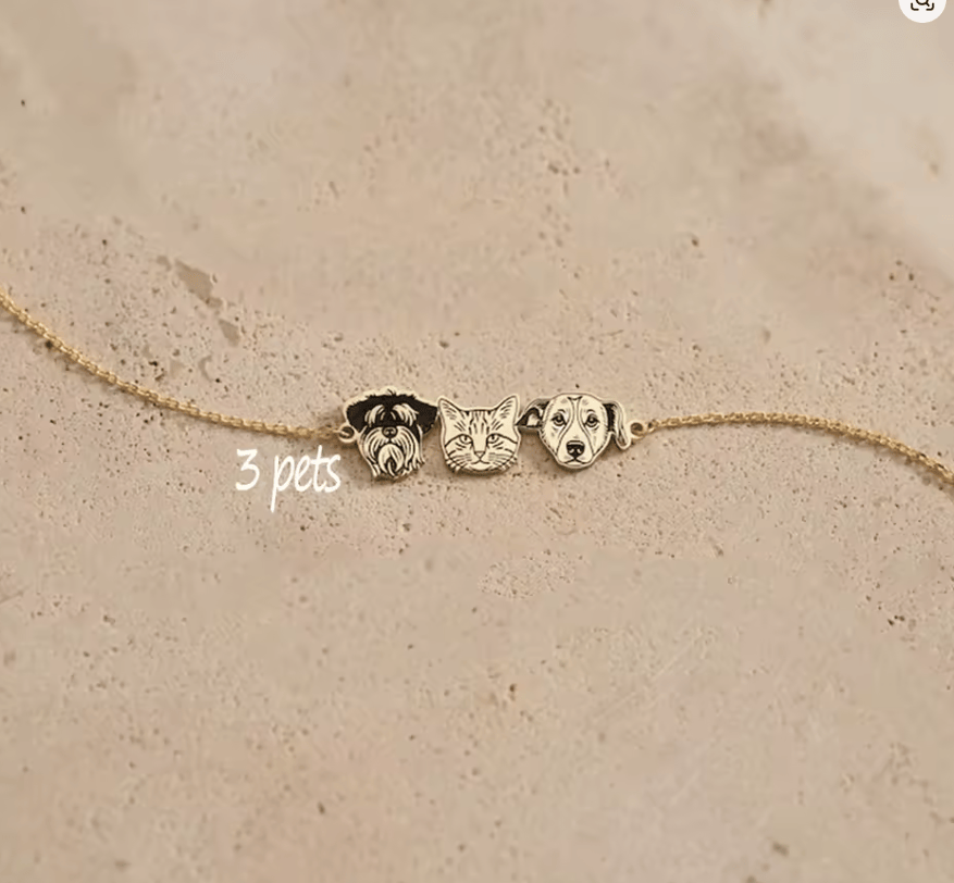 La Michy Tienda Chile Plateado / Pulsera 17 cm / 3 Collar y Pulsera Retrato Minimalista