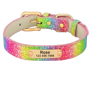 La Michy Tienda Chile Rainbow / XS Collar Diamante con Placa Dorada