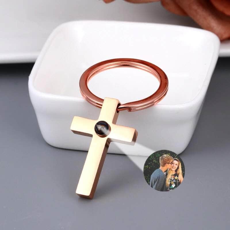 La Michy Tienda Chile rose gold keychain A / SEND PHOTO VIA CHAT Llavero Proyeccion Cruz