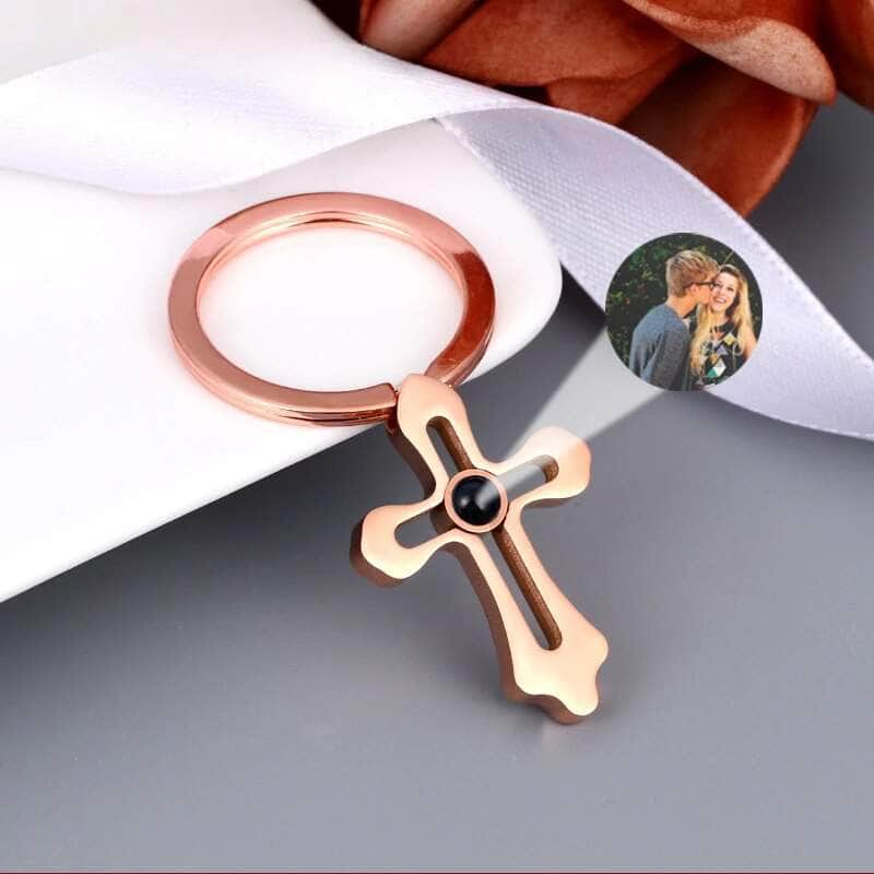 La Michy Tienda Chile rose gold keychain C / SEND PHOTO VIA CHAT Llavero Proyeccion Cruz