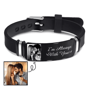 La Michy Tienda Chile Silicona negra / 22 cm Pulseras Laser Inoxidable