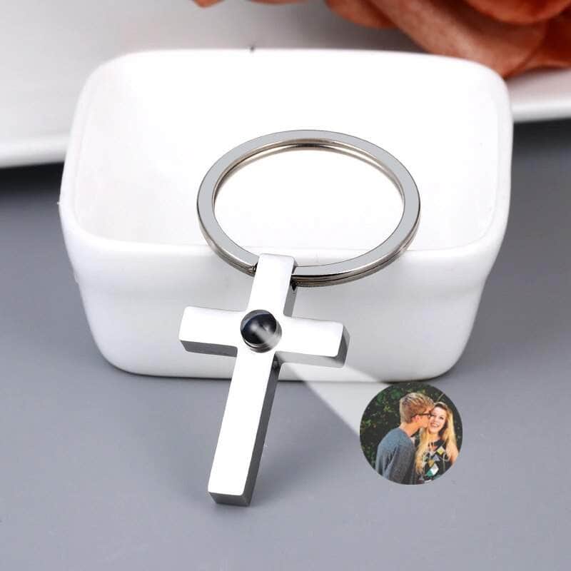 La Michy Tienda Chile white keychain A / SEND PHOTO VIA CHAT Llavero Proyeccion Cruz