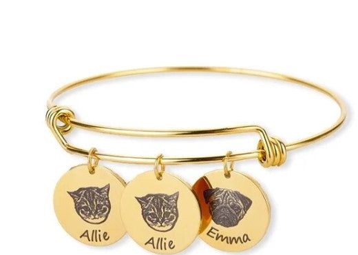 La Michy Tienda Dorado / 3 medallas Pulseras Charm Retrato