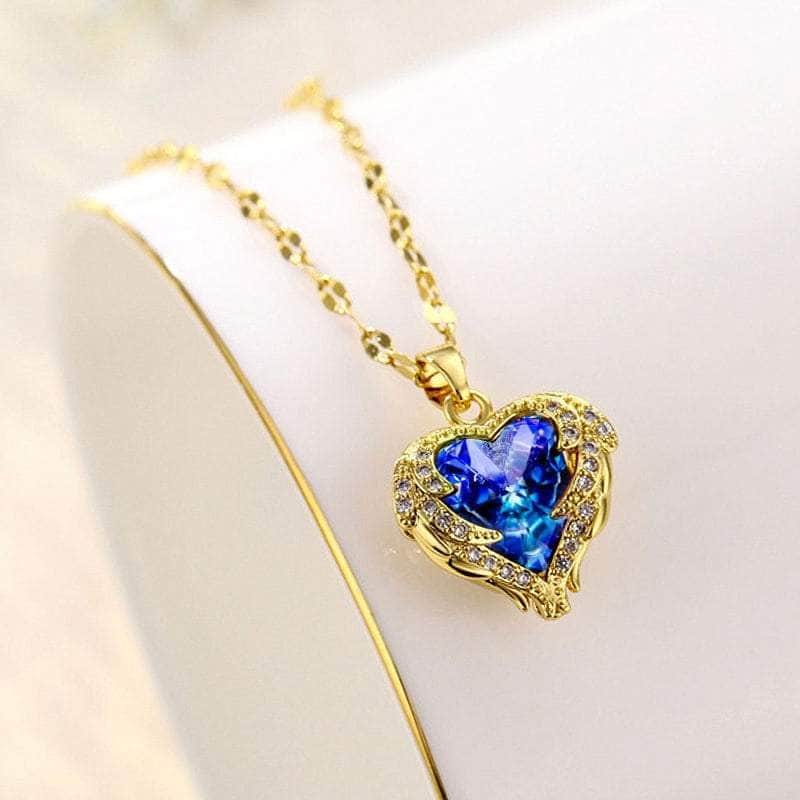 La Michy Tienda Gold Blue Crystal Collar Corazon Radiante