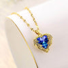 La Michy Tienda Gold Blue Crystal Collar Corazon Radiante