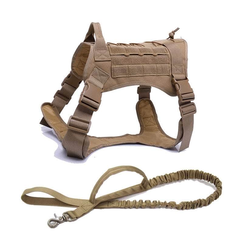 La Michy Tienda 0 Brown Set / M Tactical Dog Harness Vest Military Service Dog Harness Leash Set Molle Pet Training Vest For Medium Large Dogs German Shepherd