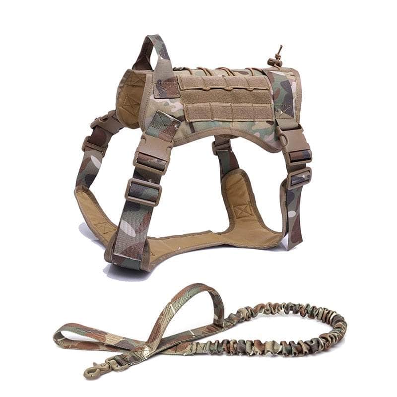 La Michy Tienda 0 Camo Set / M Tactical Dog Harness Vest Military Service Dog Harness Leash Set Molle Pet Training Vest For Medium Large Dogs German Shepherd