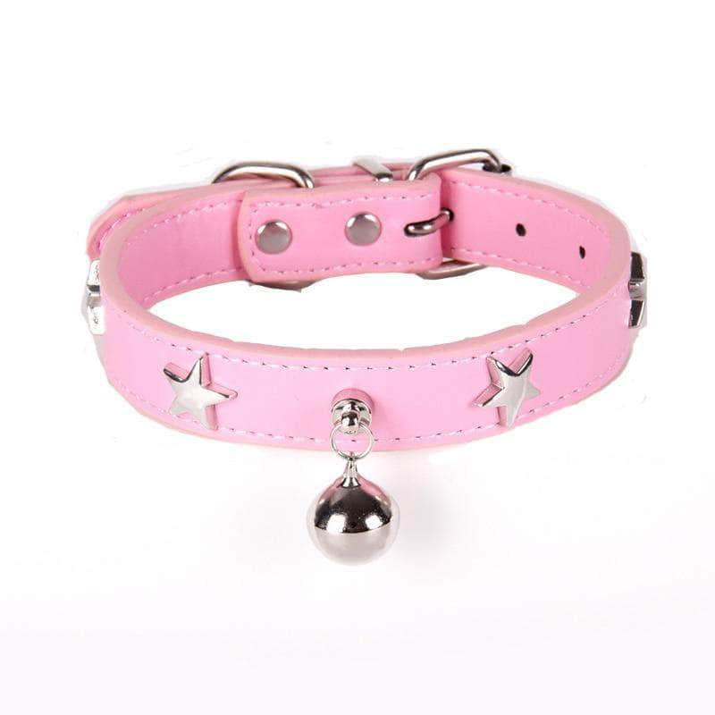 La Michy Tienda Collar De Cuero Estrella con Cascabel