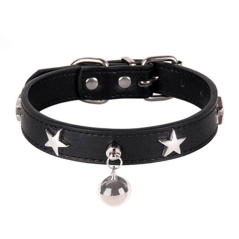 La Michy Tienda Collar De Cuero Estrella con Cascabel