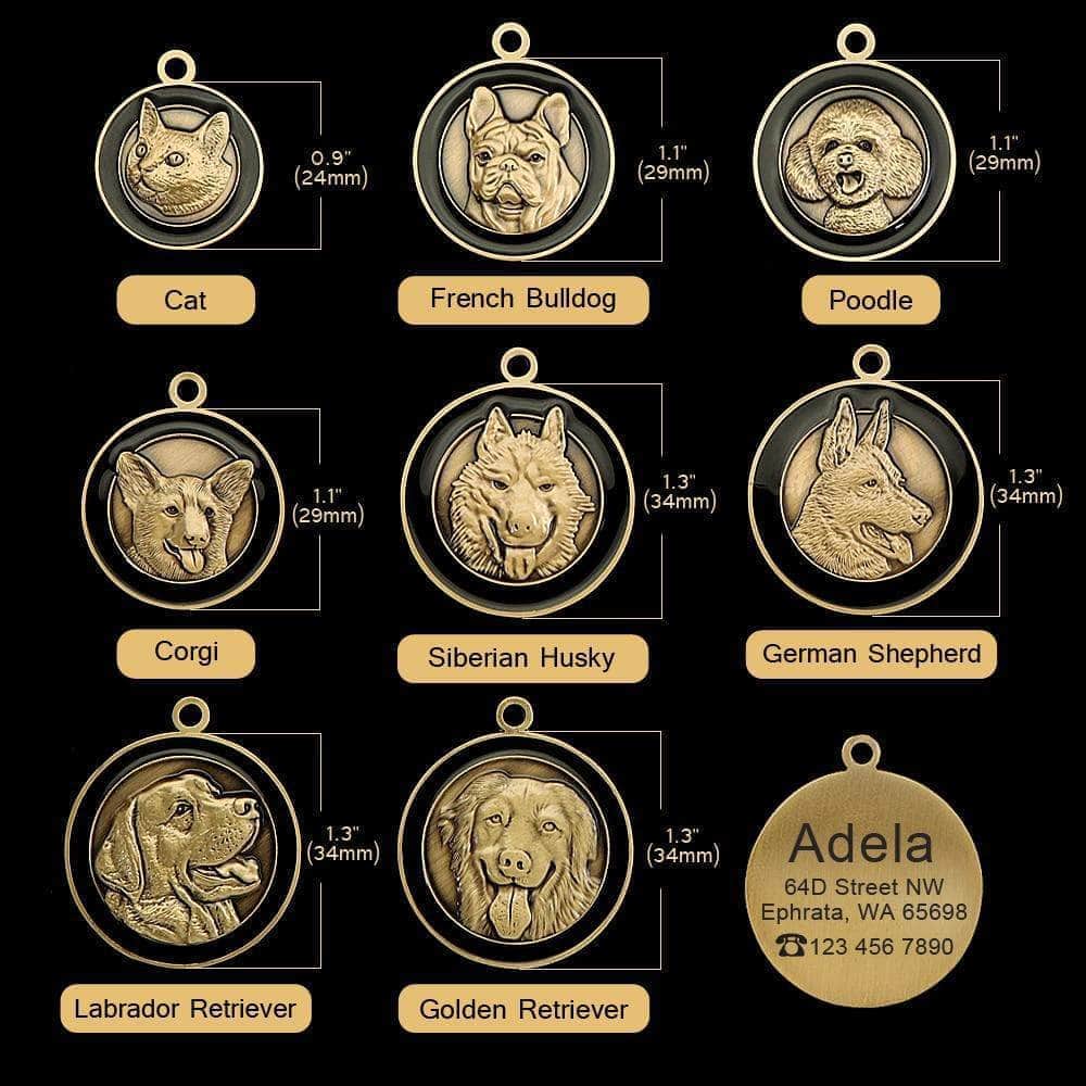 La Michy Tienda Emblema de Metal "Gold Pet" Personalizable