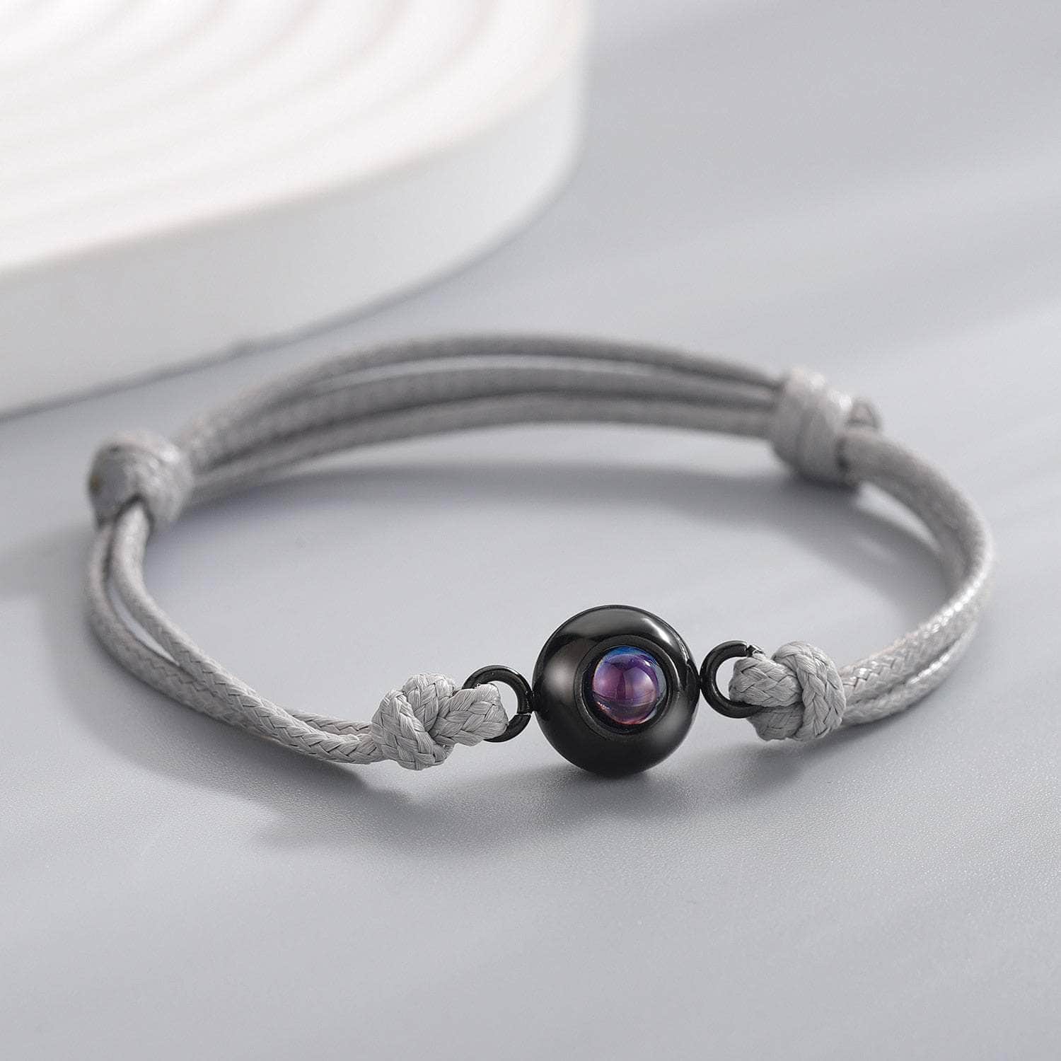 La Michy Tienda Grey rope / Gold Bead Pulsera Proyeccion Rainbow