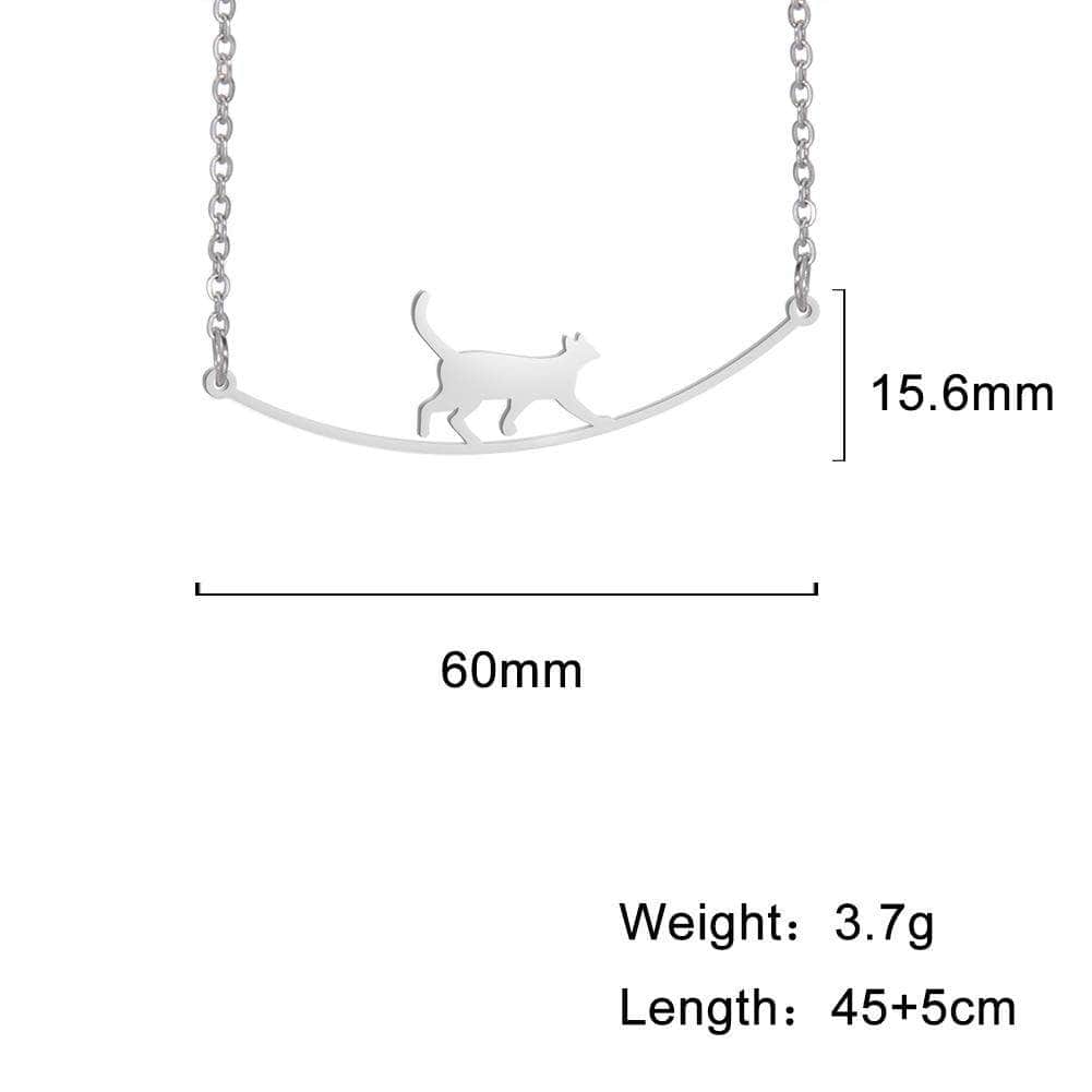 La Michy Tienda Plateado Collar Midnight Cat
