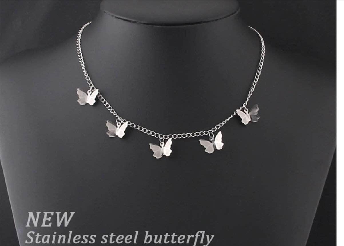 La Michy Tienda Plateado / Zinc Collares Mariposa Premium